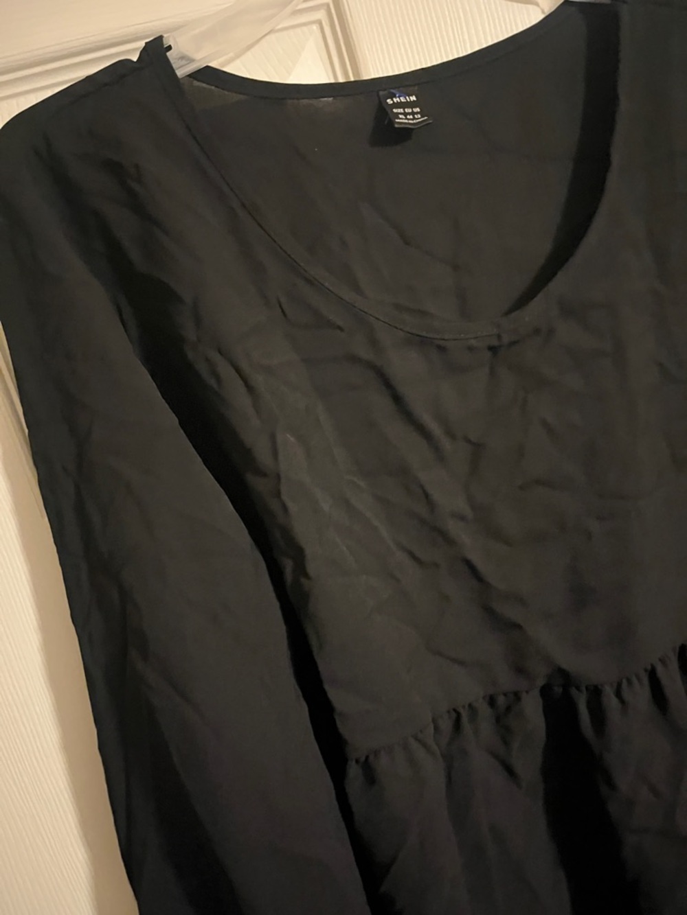 SHEIN Black Ruffle Asymmetrical Long Sleeve Blouse - Picture 4 of 4